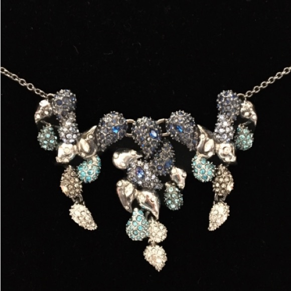 ALEXIS BITTAR • Blue Crystal Ombré Paisley Articulated Paisley Mosaic Necklace